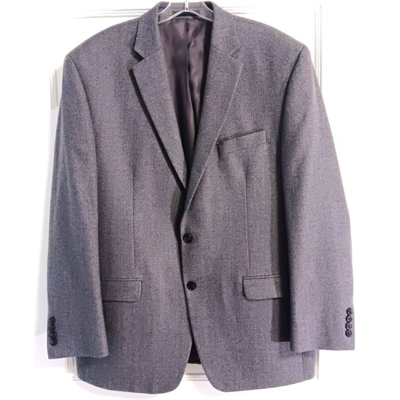 Ralph Lauren Blazer Sport Coat Men 44R Gray 100% Wool Tweed Suit Jacket 2 Button - Picture 1 of 10